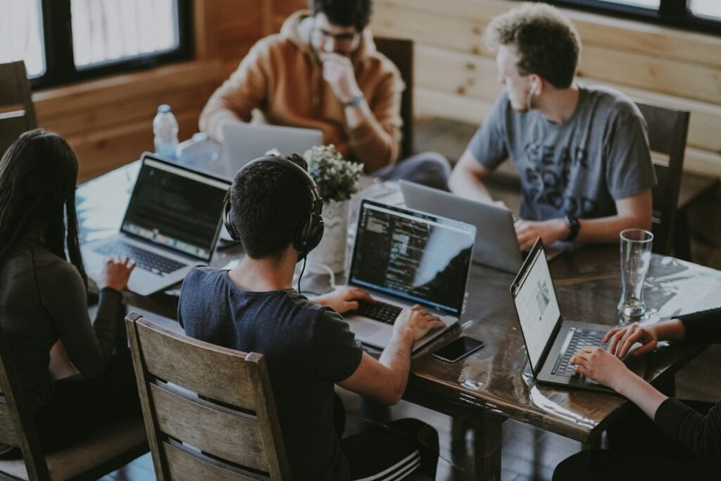 Business team discussing website conversion performance