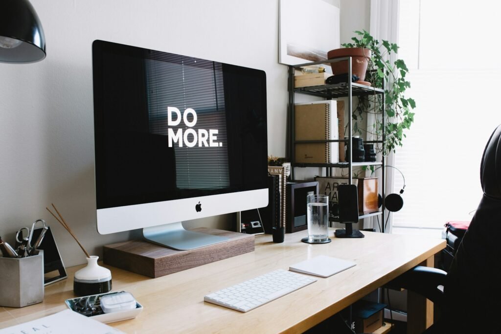 Website design project on a laptop in a workspace