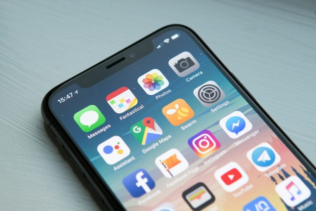 Mobile application interface on a smartphone